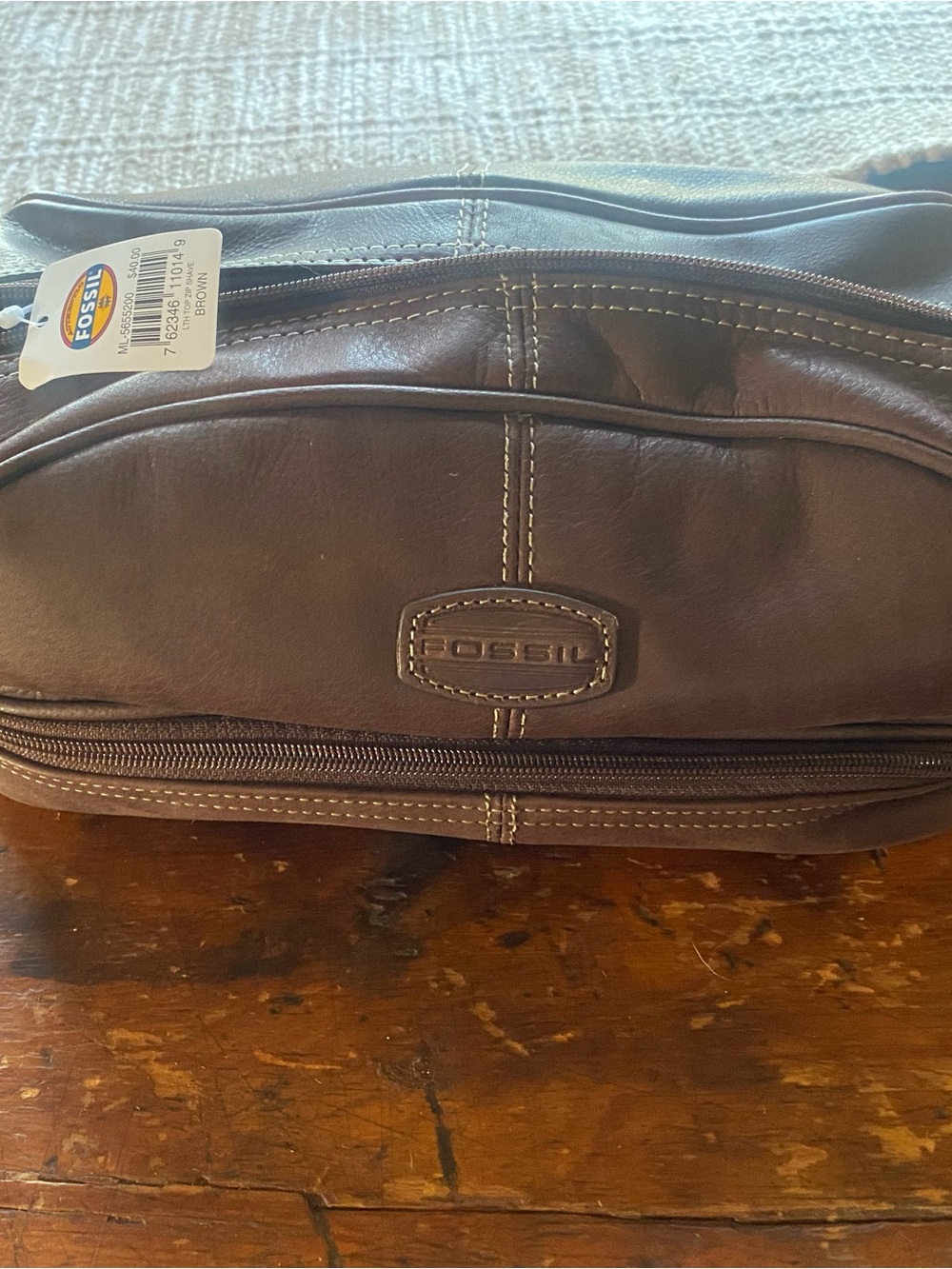 Fossil Brown Leather Men’s Toiletry Bag